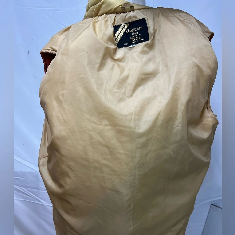 Vintage 70s Sears Men’s M Brown Retro Puffer Vest Insulated - Picture 3 of 9